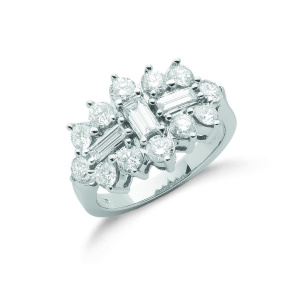 18ct White Gold D.2.00ctw Diamond Boat/Cluster Ring